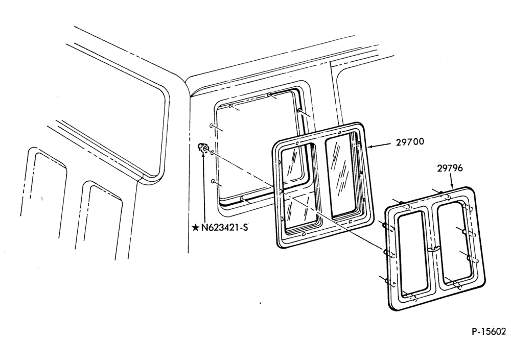200 - DOORS AND WINDOWS-Quarter window-stationary-F100/350(Super Cab)