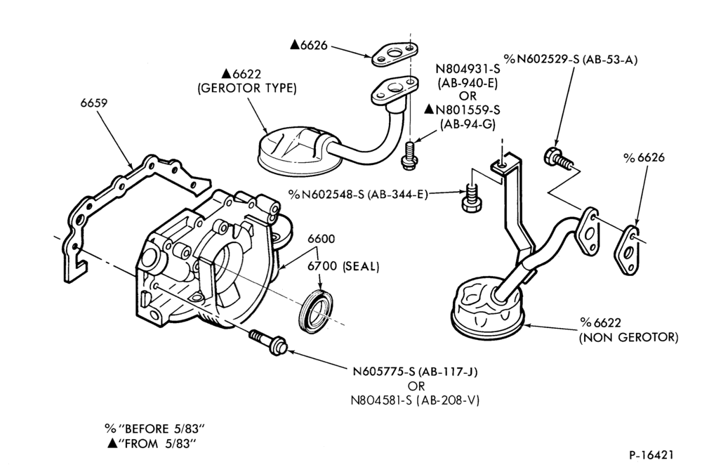 66 - 4 CYL. 1.9L (116 C.I.D.)-Oil pump, screen and related parts