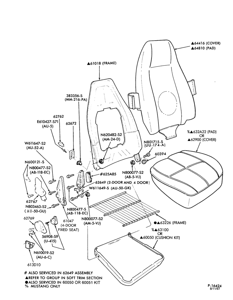 600 - SEATS AND SEAT BELTS-Front seat parts - bucket - upper half- non-recliner