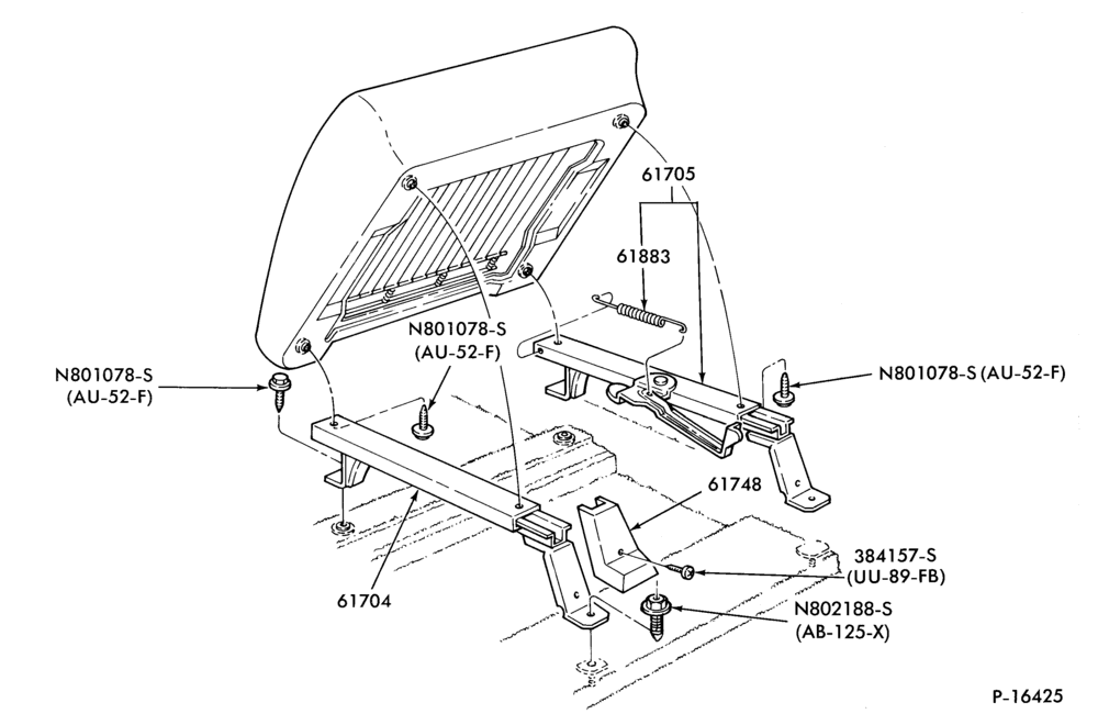 600.1 - SEATS AND SEAT BELTS-Front seat parts - bucket - lower half - body types 61 and 74