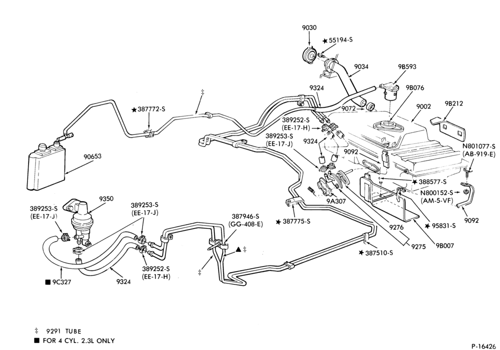 90 - 4 CYL. 2.3L (140 C.I.D.)-Fuel system