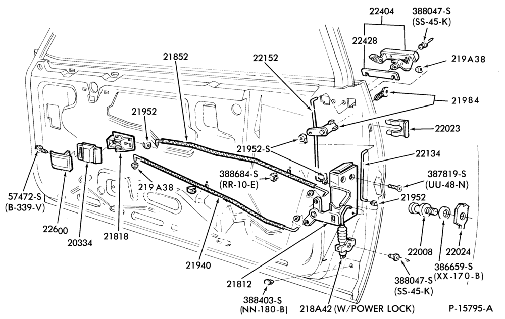 230.1 - BODY SIDES AND QUARTER-Handles and latch parts (front door) - manual