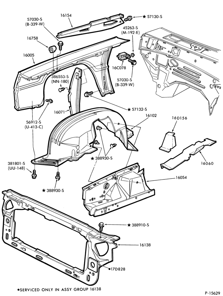 160 - FENDERS AND HOODS-Fender and apron sheet metal