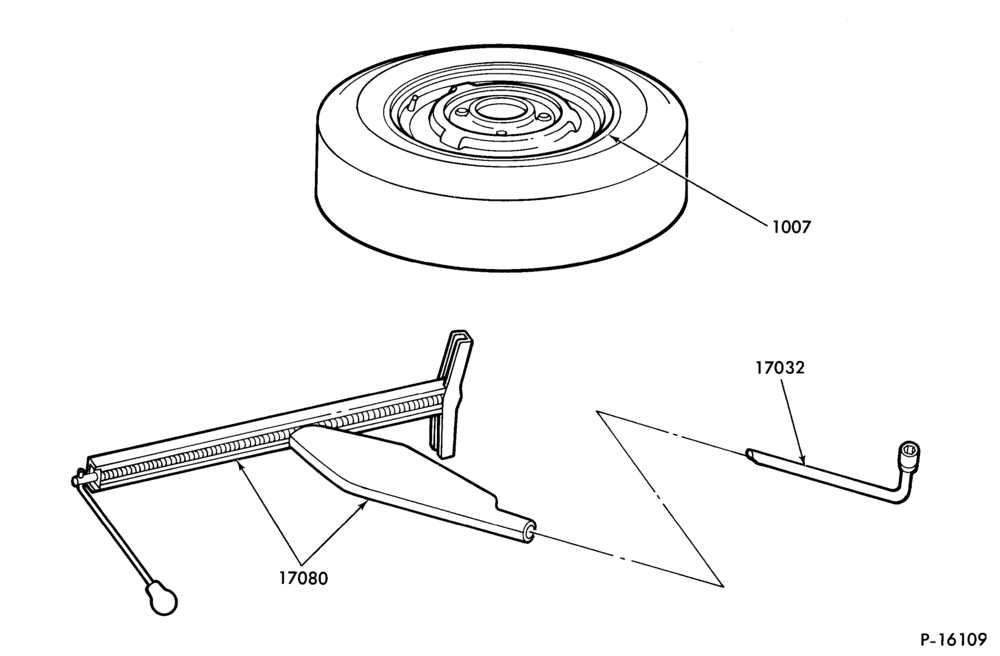 175.1 - SPEEDOMETER, BUMPERS, MIRRORS AND WIPERS-Jack and spare wheel parts