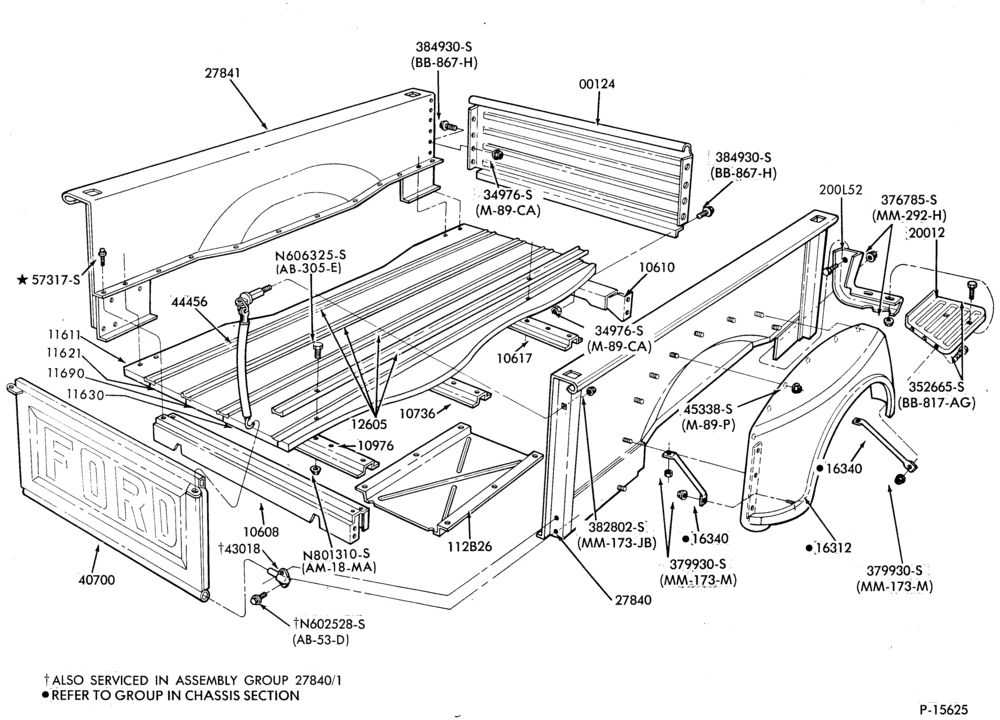 S/M - BACK-OF-CAB EQUIPMENT-Tailgate, hinge and latch parts-F100/250(83)