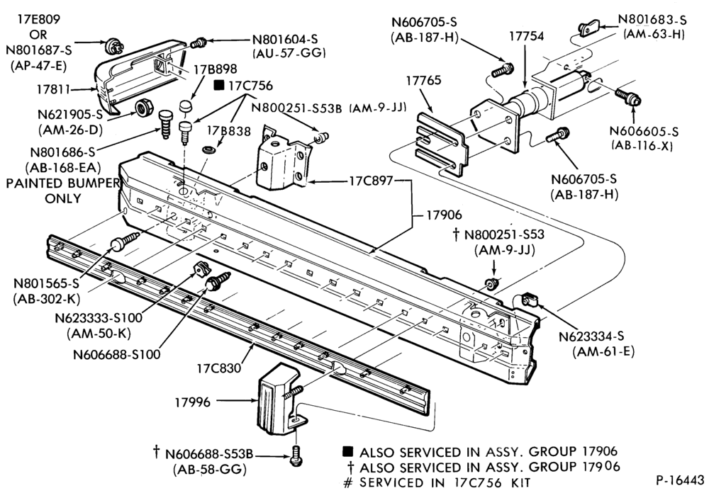 176.1 - SPEEDOMETER, BUMPERS, MIRRORS AND WIPERS-Bumper - rear - body type 61 and 74