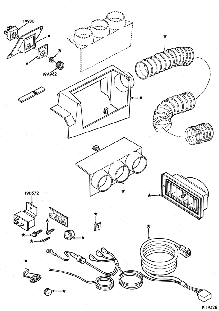 195 - AIR CONDITIONING-Bezels and Controls  - built-in (dealer installed) - Super/Van Wagon  - built - built - built-in (dealer installed)-auxiliary -main-comfort lounge-E100/350