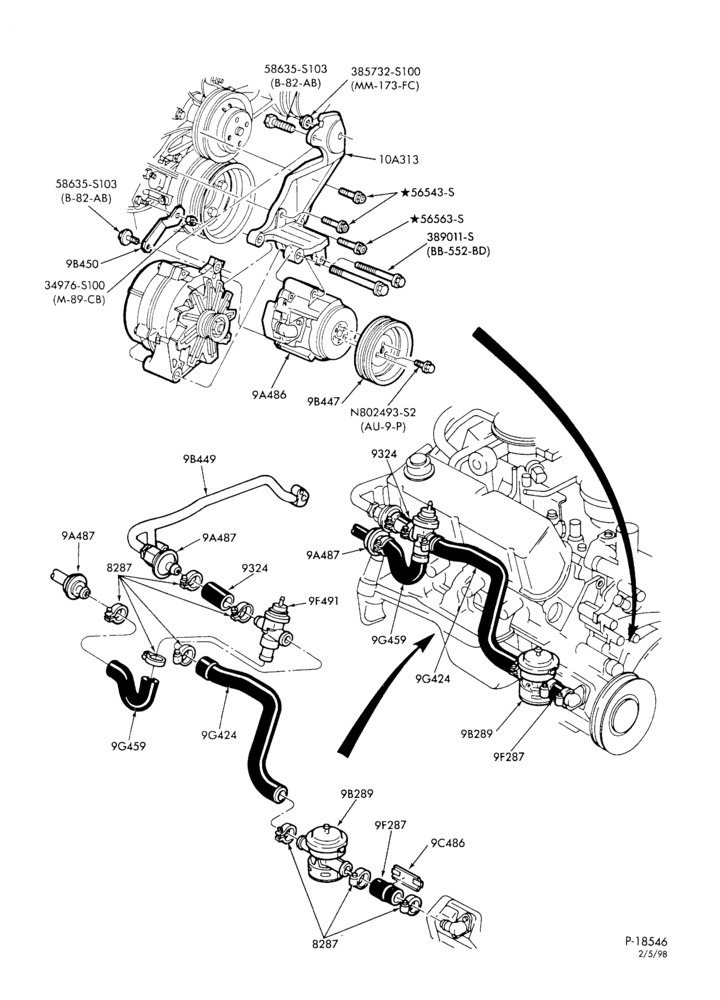 94.3 - 8 CYL. 5.0L (302 C.I.D.)-Thermactor emission (T/E)