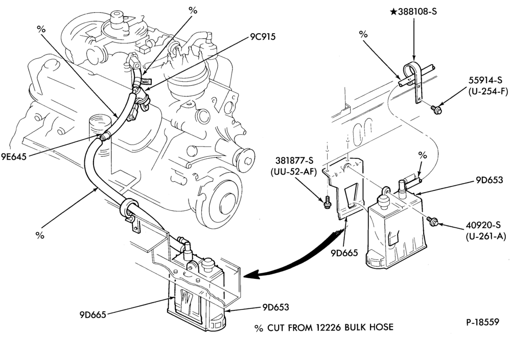 96.1 - 8 CYL. 5.0L (302 C.I.D.)-Fuel vapor canister and related parts