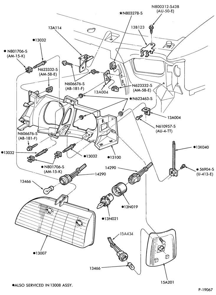 130 - LAMPS-Headlamp, parking and front fender side marker- Taurus