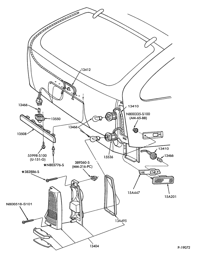 134 - LAMPS-Rear, backup, license plate and bodyside marker  - Taurus- All B/T 74