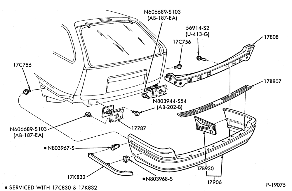 176.1 - SPEEDOMETER, BUMPERS, MIRRORS AND WIPERS-Bumper - rear - B/T 74