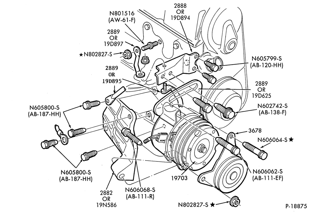 197.1 - AIR CONDITIONER-Compressor Installation- integral - 4 cyl. w/TC
