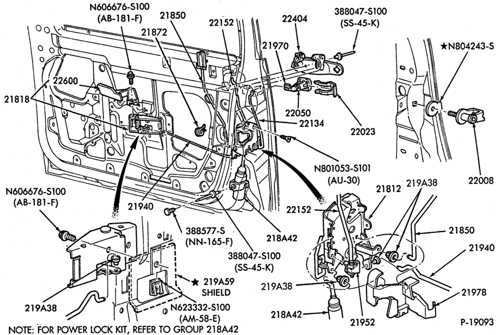 230.1 - BODY SIDES AND QUARTER-Handles and latch parts - front door