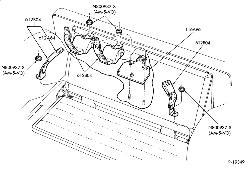 620 - SEATS AND SEAT BELTS-Seat belt and shoulder harness installation- B/T 74 rear aux. seat