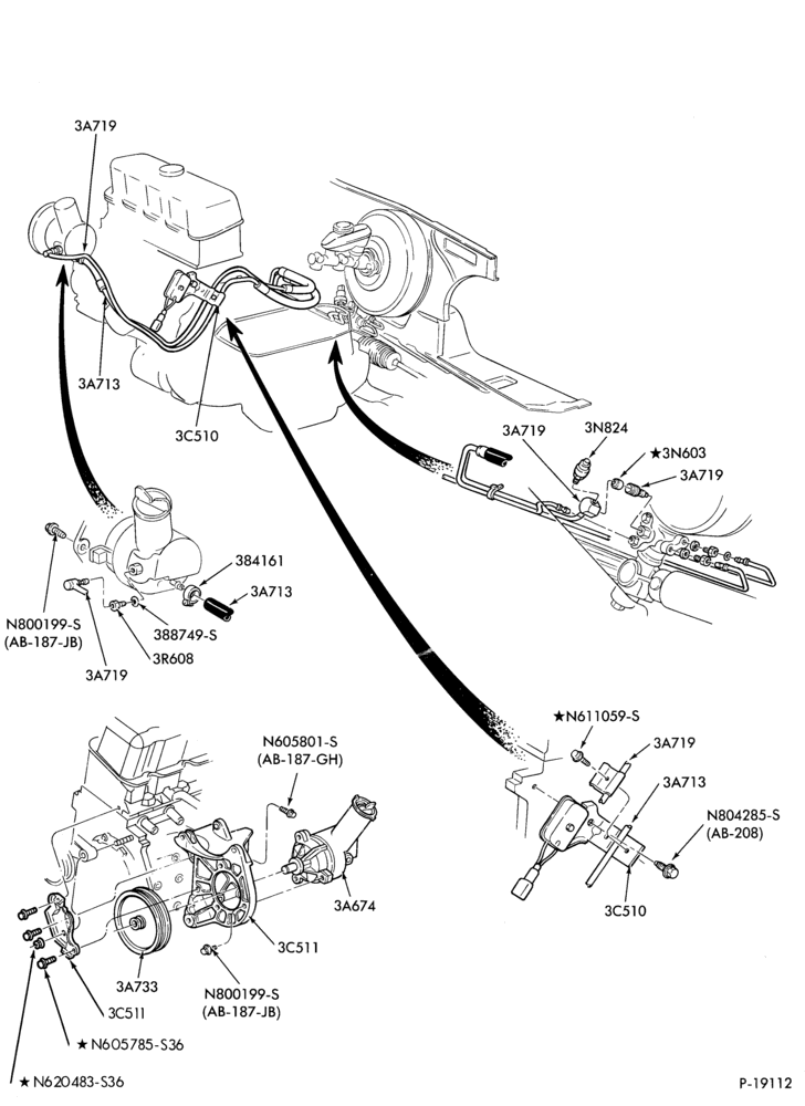 36.1 - STEERING-Power steering system - Pump installation - 4 cyl. 2.5L