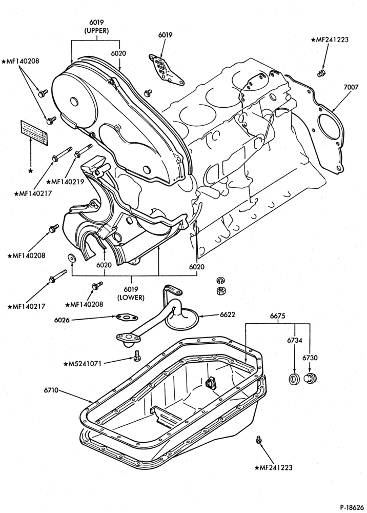 60 - 4 CYL. 2.3L (140 C.I.D.) - DIESEL-Oil pan, timing gear cover and related parts