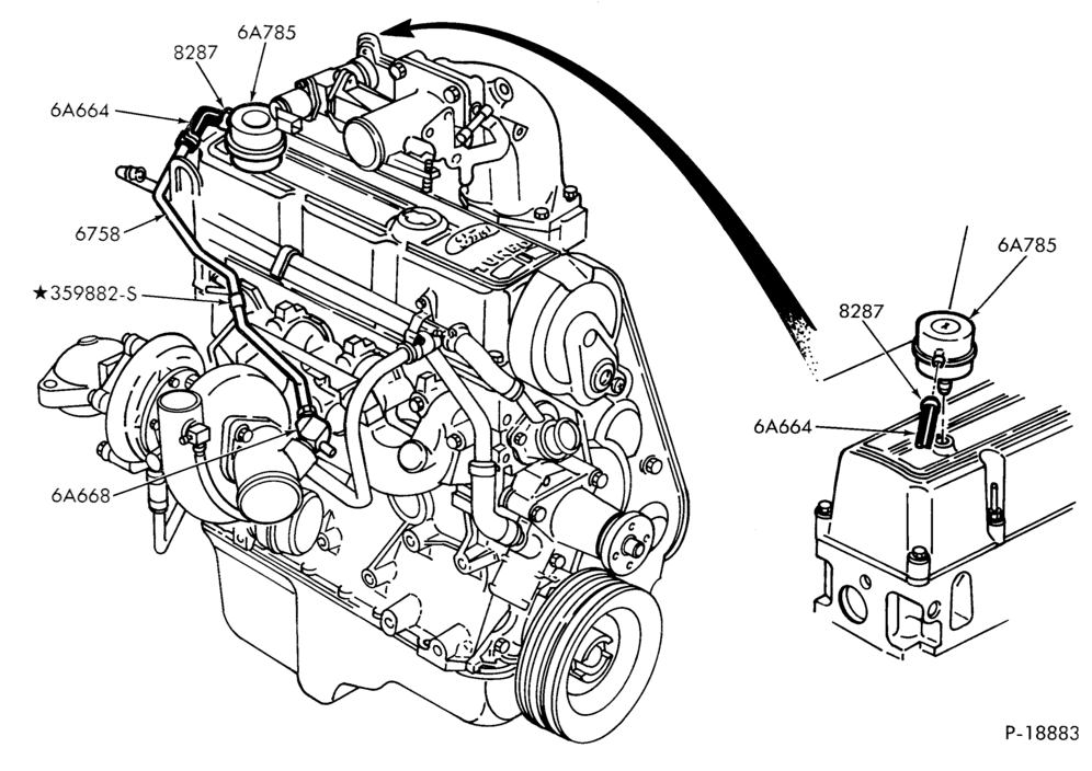 66.1 - 4 CYL. 2.3L (140 C.I.D.) - OHC-Crankcase ventilation system - E.F.I.-TC