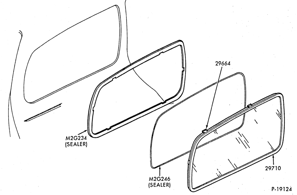 290.1 - BODY SIDES AND QUARTER-Window parts - front door  - quarter - stationary - stationary - body type 74