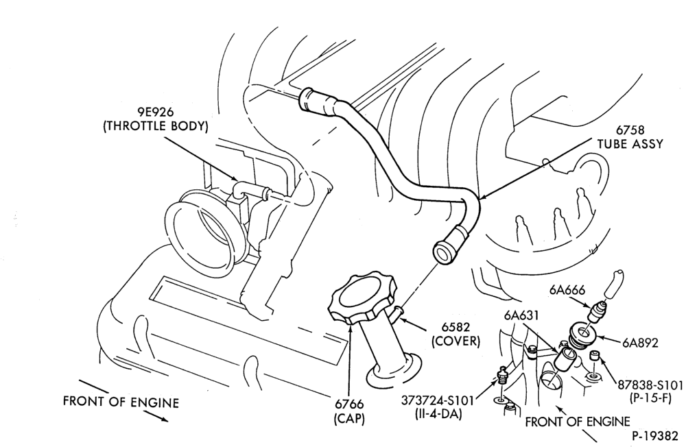66.1 - 8 CYL. 5.0L (302 C.I.D.)-Crankcase ventilation system