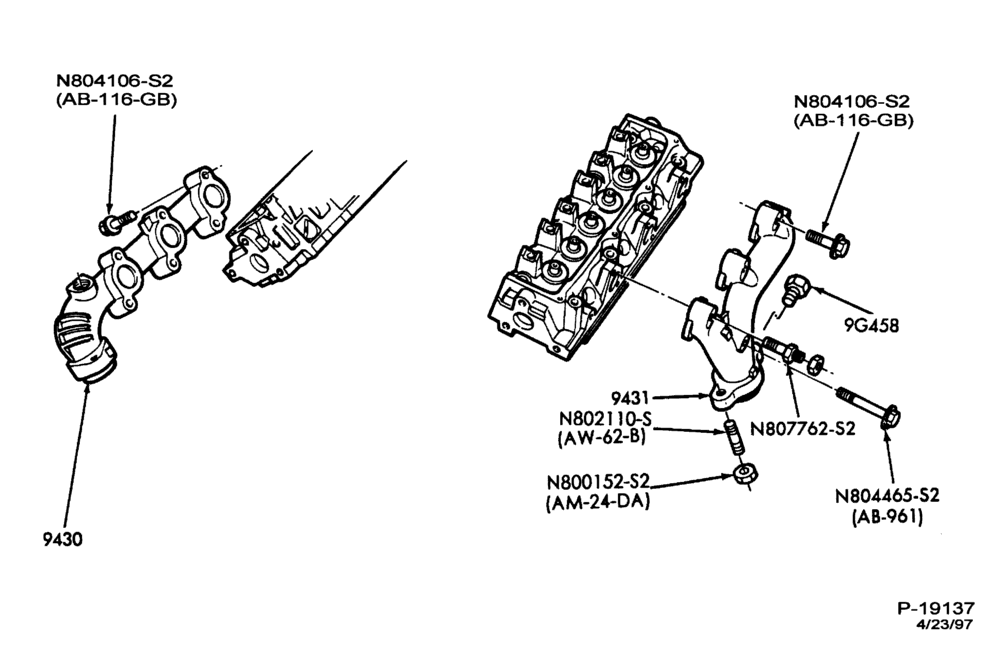 90.1 - 6 CYL. 3.0L (183 C.I.D.)-Exhaust manifold and related parts