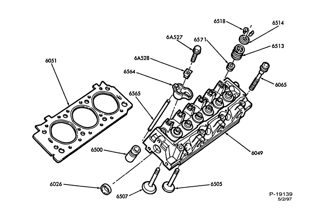 62 - 6 CYL. 3.0L (183 C.I.D.) - EXC. SHO-Valves, push rods and rocker arm cover