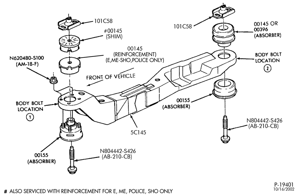 000 - BODY BOLT CHART 1990/1995 TAURUS/SABLE