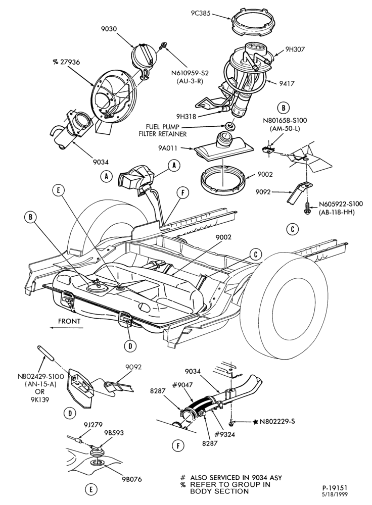 90 - 6 CYL. 3.0L (183 C.I.D.)-Fuel system - tank installation