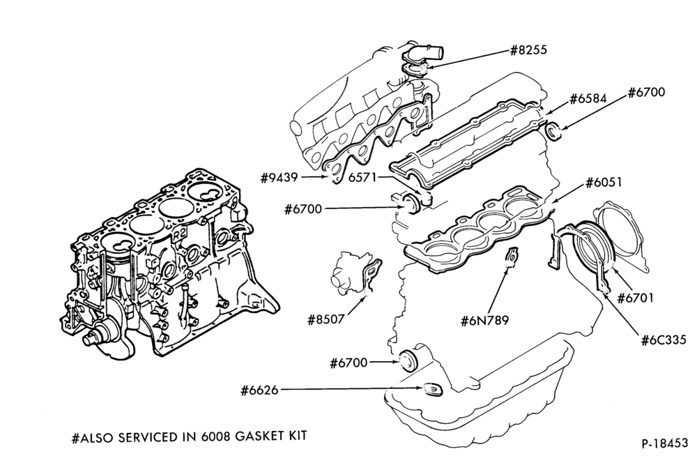60 - 4 CYL. 1.9L (116 C.I.D.)-Engine gasket set (6008)