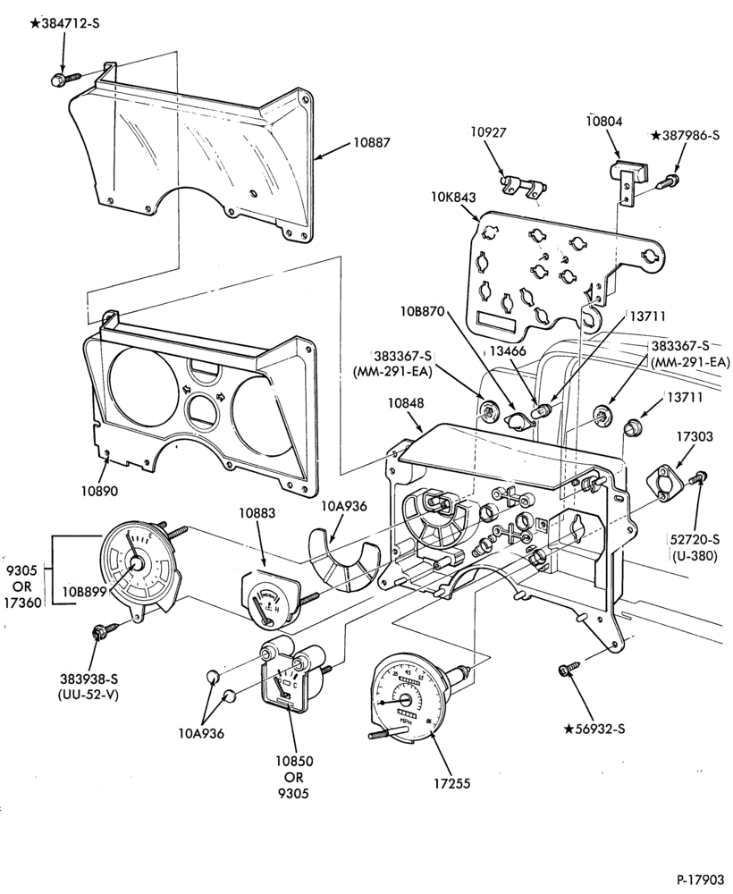 106 - STARTER, IGNITION AND HEADLAMP SWITCHES-Instrument cluster and related parts - Topaz - w/gauges