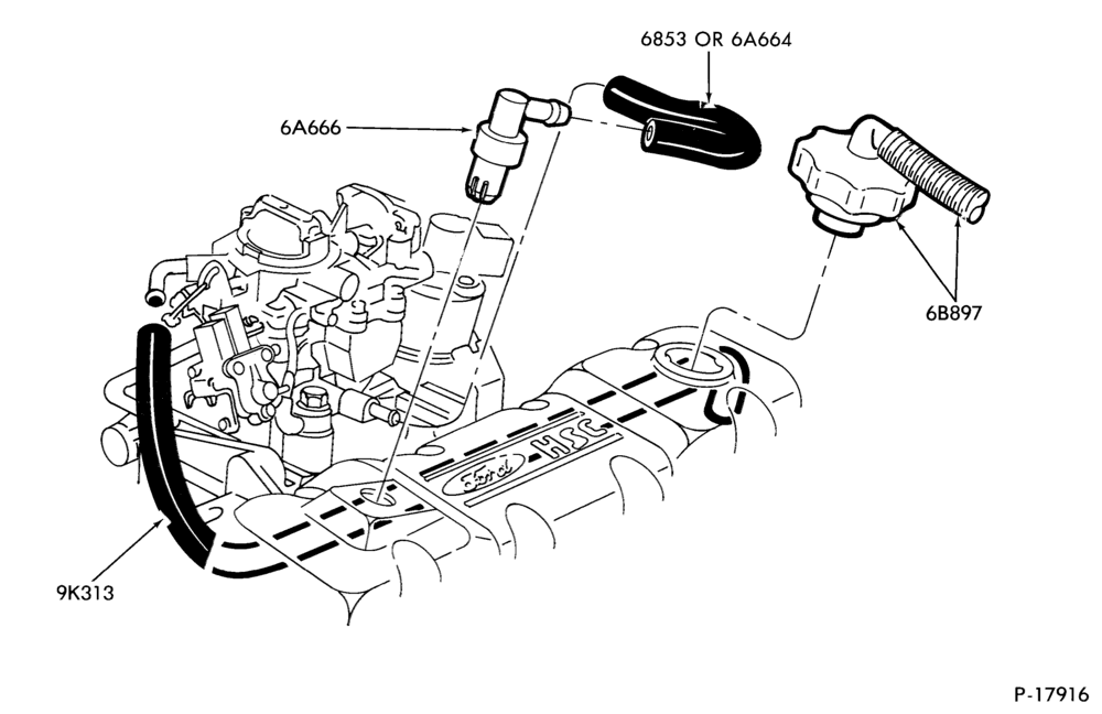 66.1 - 4 CYL. 2.3L (140 C.I.D.) HSC-Crankcase ventilation system