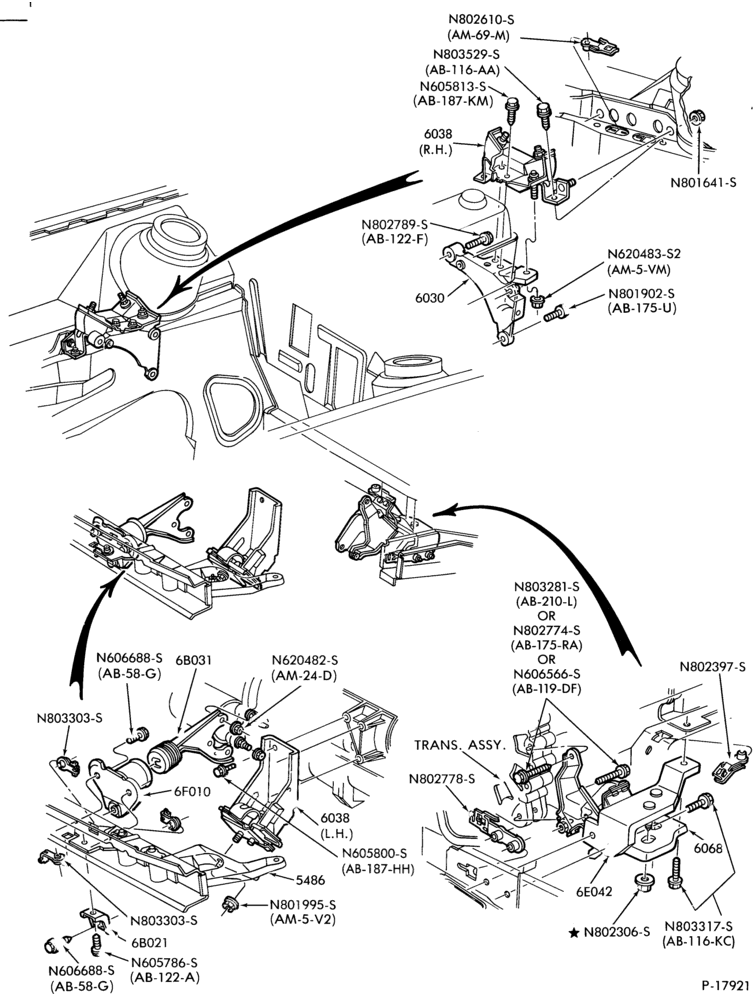 60.1 - 4 CYL. 2.3L (140 C.I.D.) HSC-Engine supports