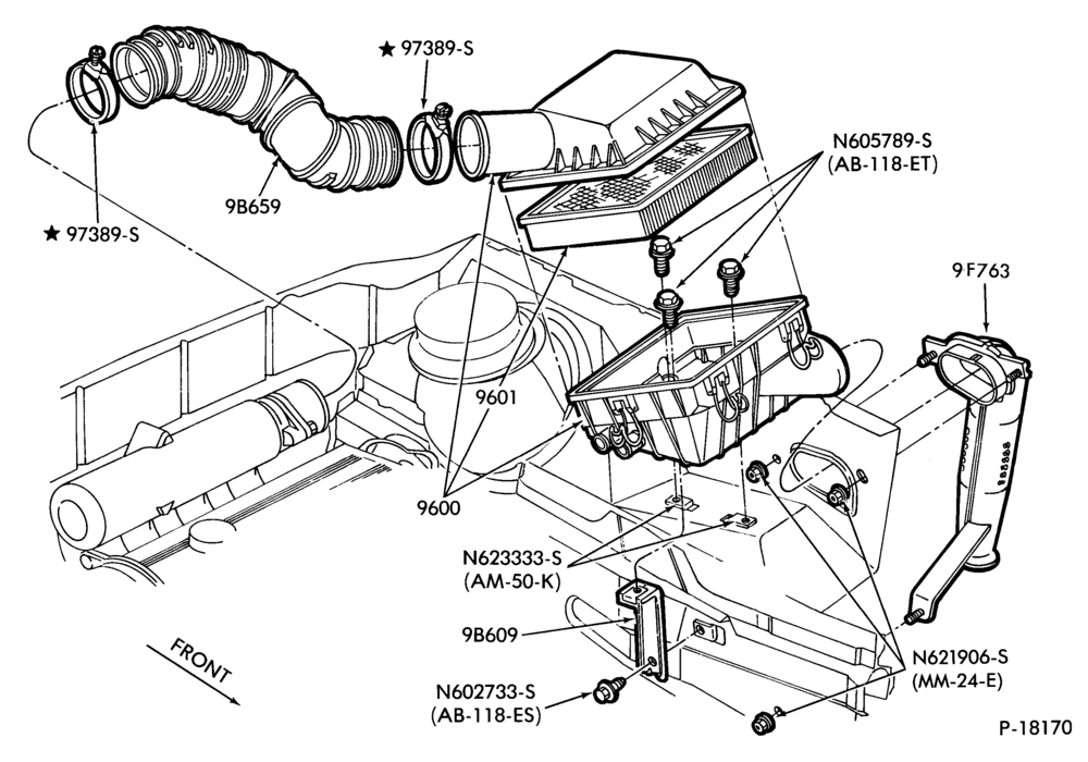 96 - 4 CYL. 2.0L (122 C.I.D.) - DIESEL-Air cleaner