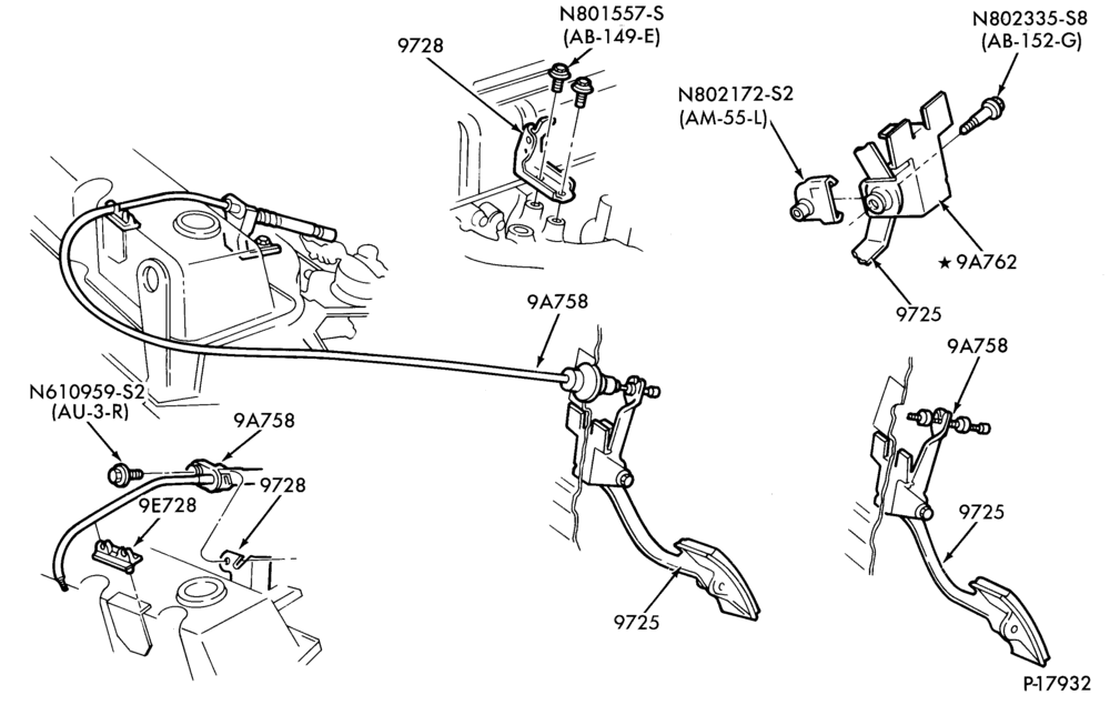 97 - 4 CYL. 2.3L (140 C.I.D.) HSC-Accelerator linkage- M/T