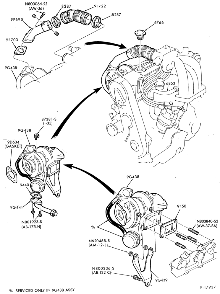 94 - 4 CYL. 2.3L (140 C.I.D.)-TC (TURBO)-Turbocharger installation