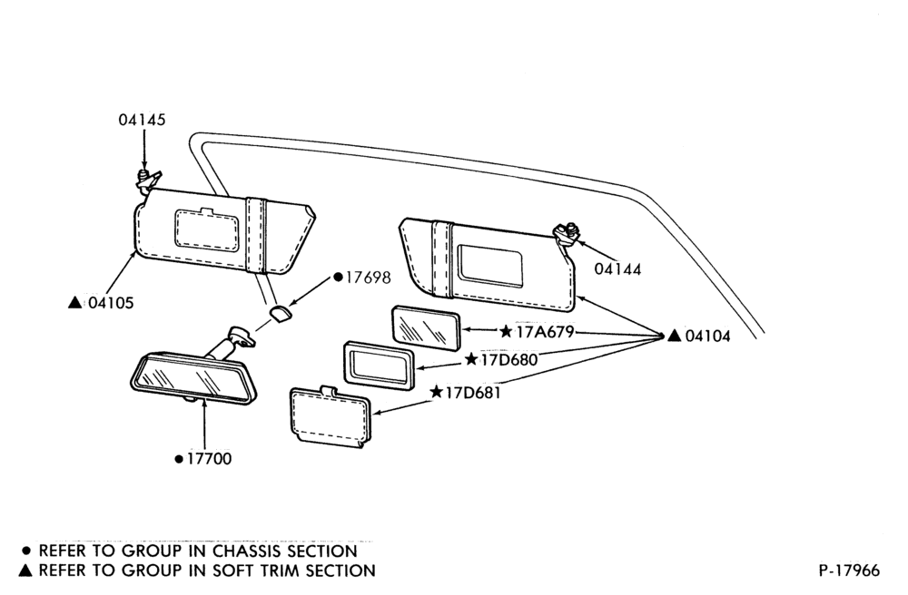 030 - BODY FRONT-Sun visor, vanity mirror and rear view mirror