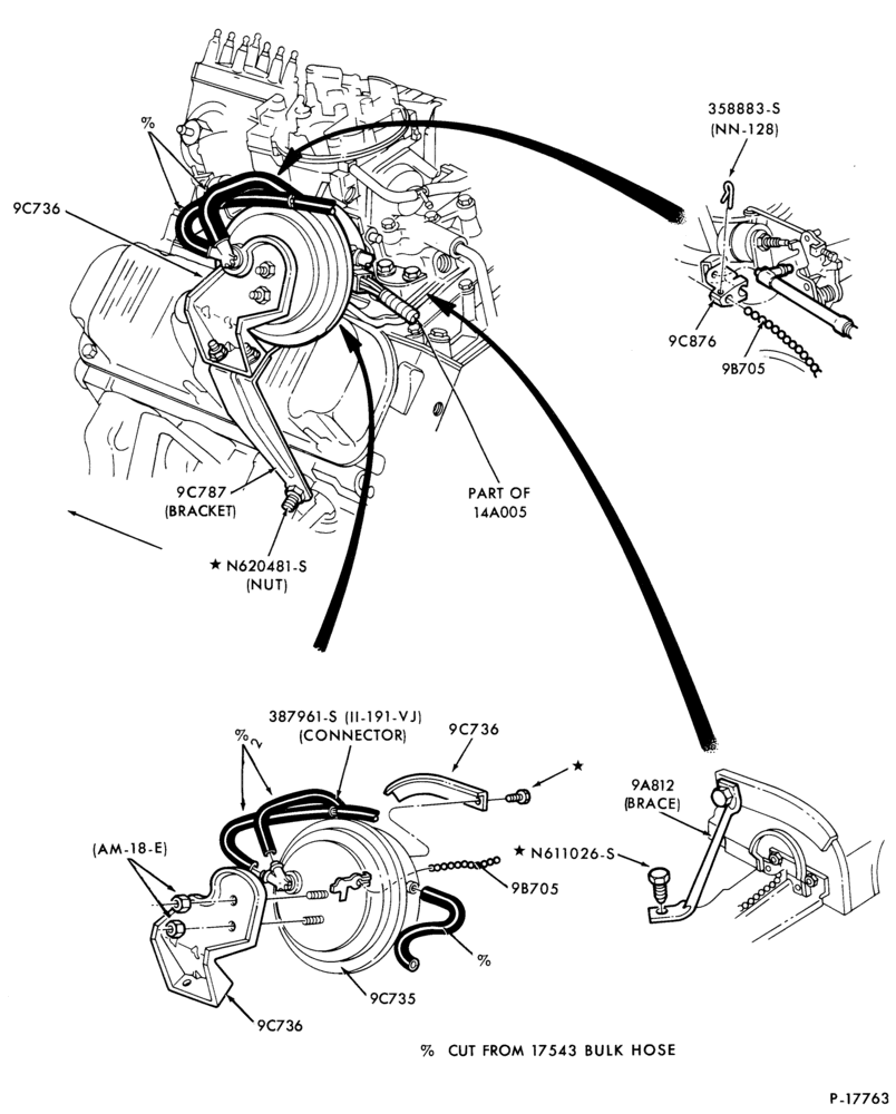97.1 - 6 CYL. 3.8L (230 C.I.D.)-Speed control production installation- engine compartment