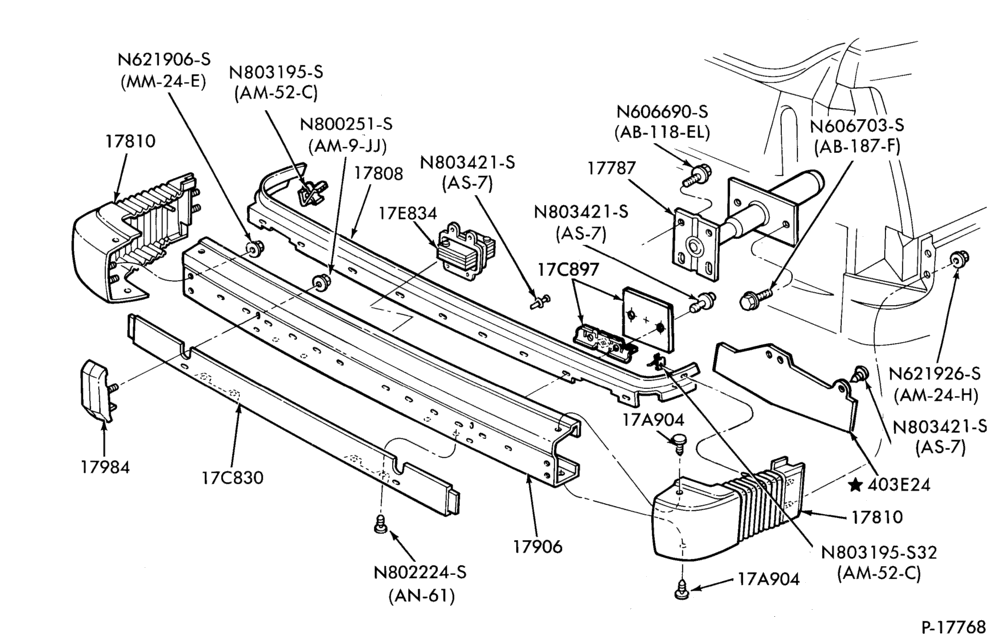 176.1 - SPEEDOMETER, BUMPERS, MIRRORS AND WIPERS-Bumper- rear