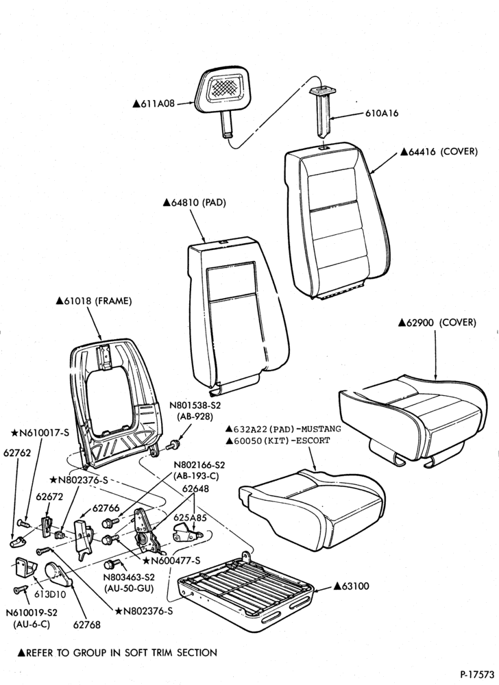 600 - SEATS AND SEAT BELTS-Front seat parts - bucket - upper half - sports seat