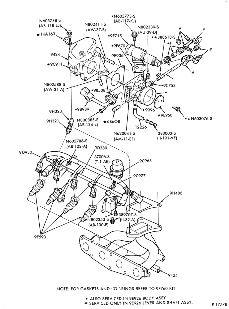 93 - 4 CYL. 1.6L (98 C.I.D.)-Fuel injection manifold, injectors,