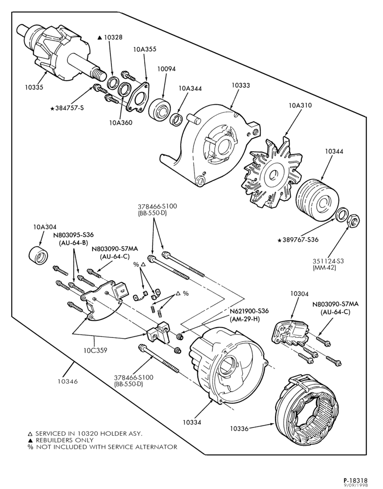 103 - STARTER, IGNITION AND HEADLAMP SWITCHES-Alternator - Motorcraft - 60 amp.