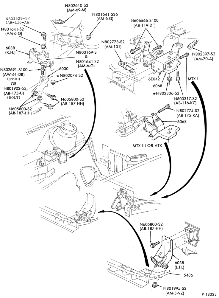 60.1 - 4 CYL. 1.9L (116 C.I.D.)-Engine supports