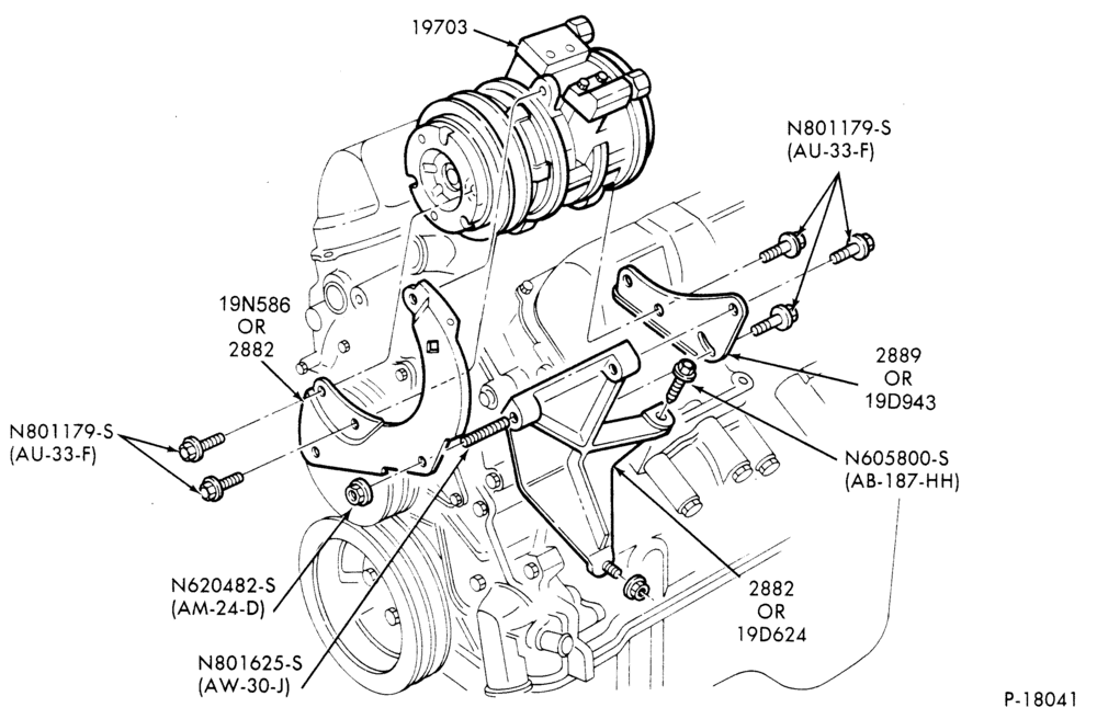 197.1 - AIR CONDITIONING-Compressor Installation-6 cyl. 171 (2.8L)-B