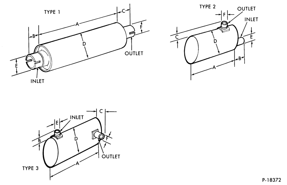 MUFFLER - REFER TO EXHAUST SYSTEM MODEL APPLICATION CHART IN SEC. 52.1 FOR MODEL APPL. SIZE CHART