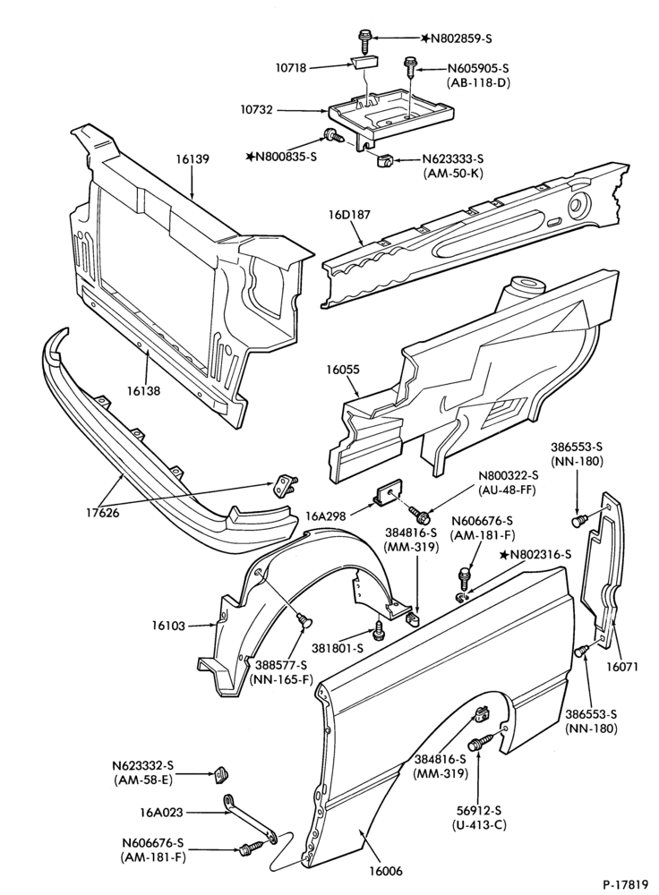 160 - FENDERS AND HOODS-Fender and apron sheet metal
