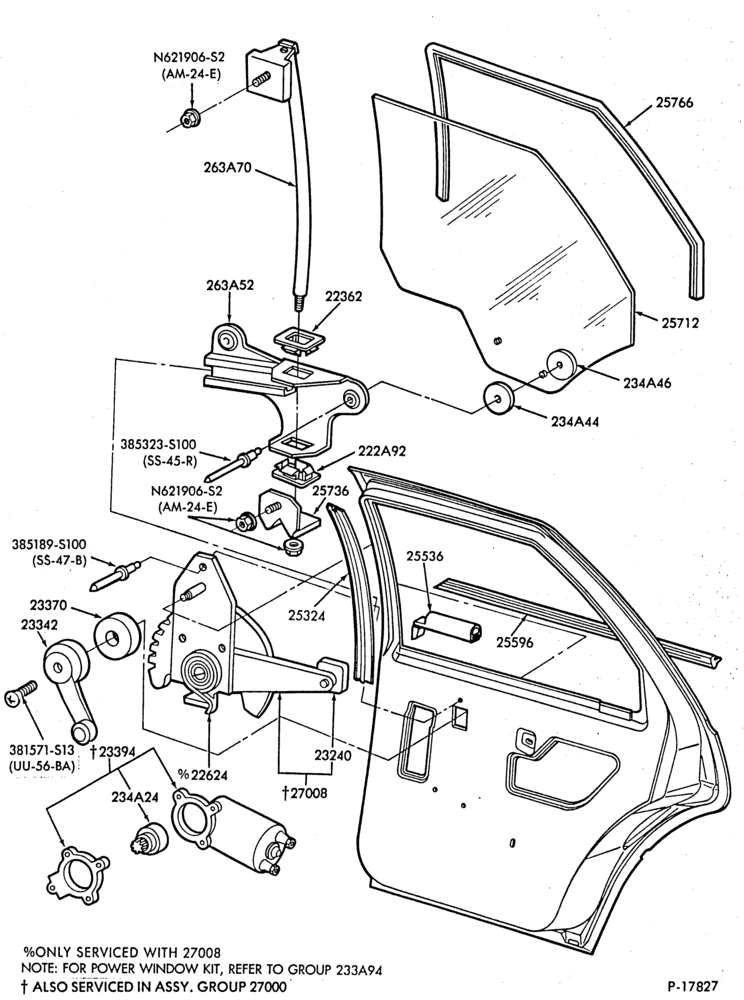 240 - BODY SIDES AND QUARTER-Window parts - rear door - B/T 54