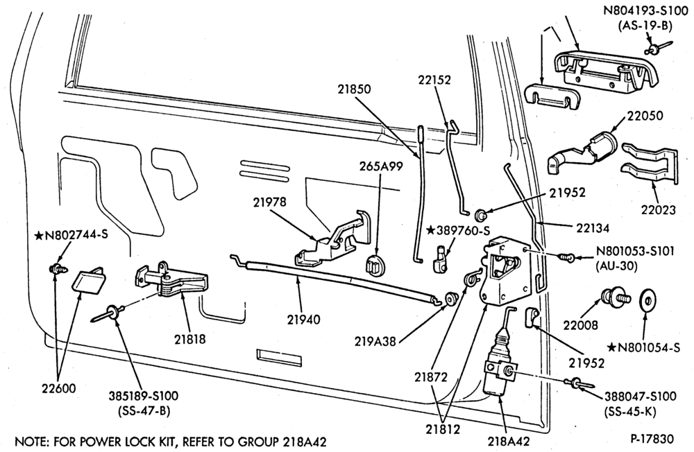 230.1 - BODY SIDES AND QUARTER-Handles & latch parts - front door - B/T 66