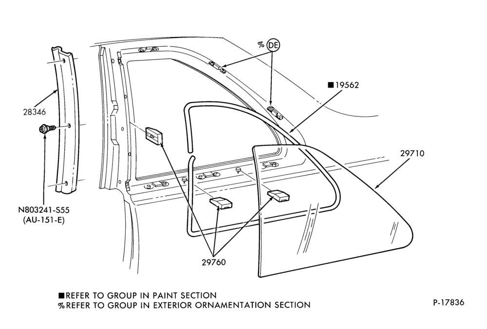 290 - BODY SIDES AND QUARTER-Window parts - quarter - stationary - B/T 66