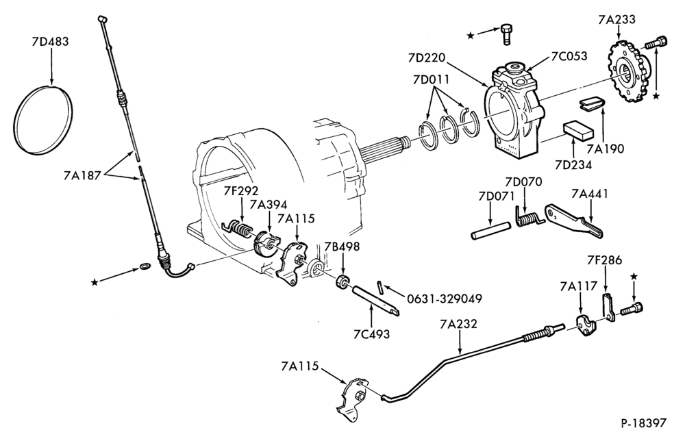 A70.10 - C5 TYPE - INTERNAL PARTS-INTERNAL PARTS- parking pawl, throttle and manual control linkage-DC,K