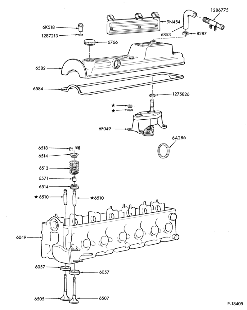 62 - 4 CYL. 2.3L (140 C.I.D.) - OHC-Valves, push rods and rocker arm cover
